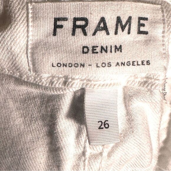 Frame Denim Le Grand Garçon Short Blanc Pike White Cotton Shorts Size 26 📦 - Picture 4 of 10